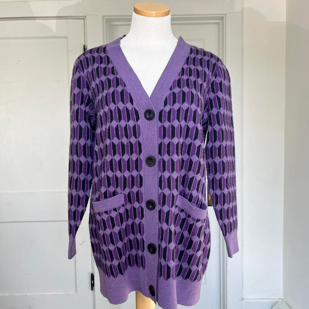 Vintage purple geometric cardigan sweater